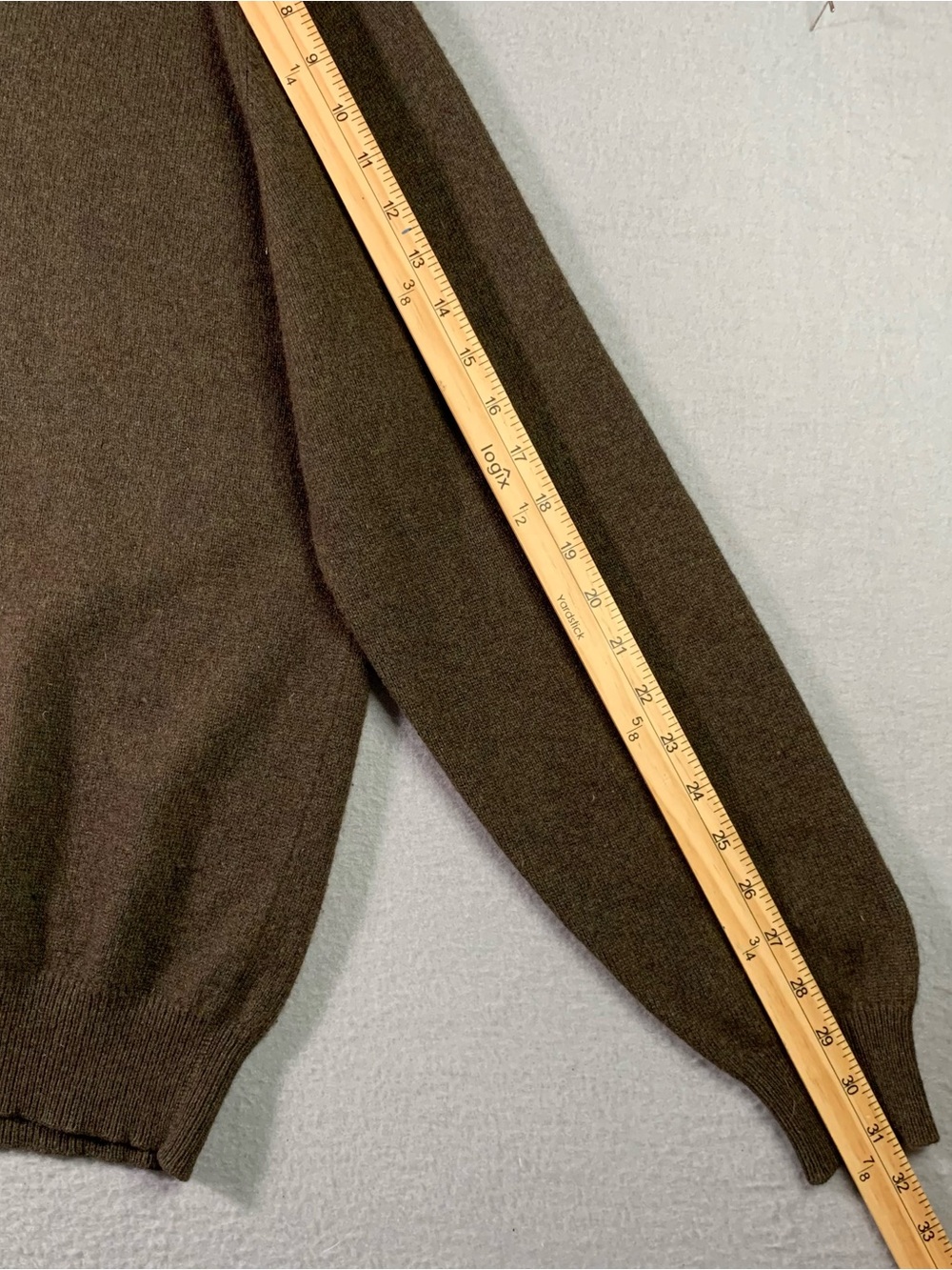 Woods & Gray Mens L 100% Cashmere V-Neck Sweater brown Knit Preppy - Picture 6 of 7